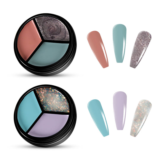 2pcs 3-Colors-in-1 Solid Cream Gel Polish 6 Colors - Mercury + Neptune