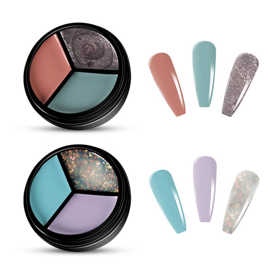 2pcs 3-Colors-in-1 Solid Cream Gel Polish 6 Colors - Mercury + Neptune