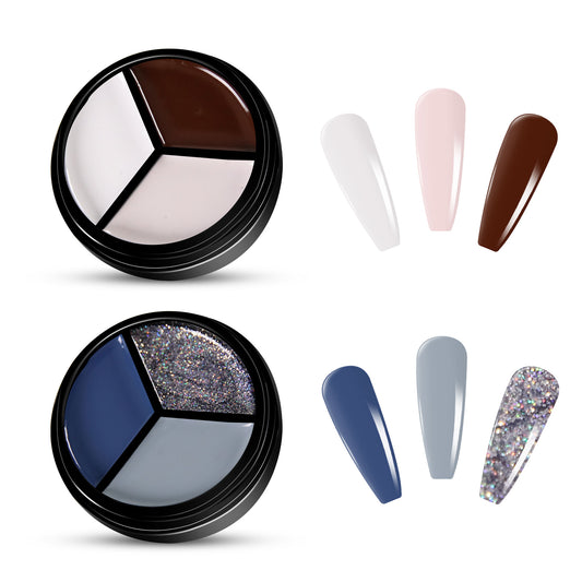 2pcs 3-Colors-in-1 Solid Cream Gel Polish 6 Colors - Cancer + Nuna