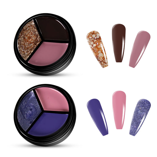 2pcs 3-Colors-in-1 Solid Cream Gel Polish 6 Colors - Scorpio + Uranus