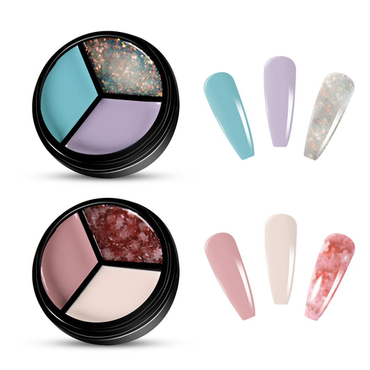 2pcs 3-Colors-in-1 Solid Cream Gel Polish 6 Colors - Neptune + Kepler