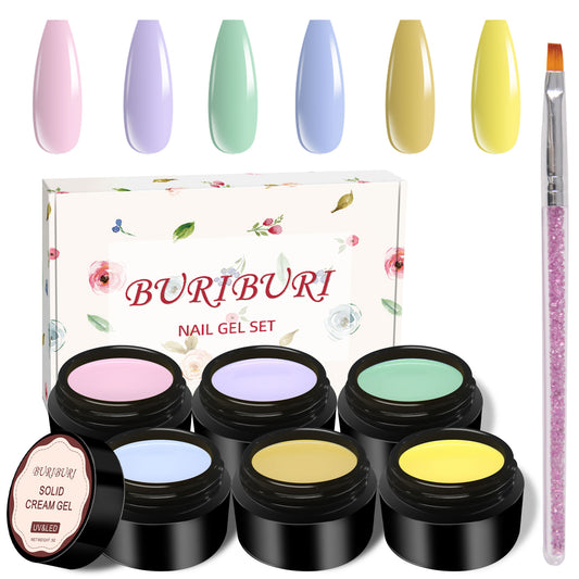 Ice Cream - 6 Colors Solid Cream Gel Nails Polish Set