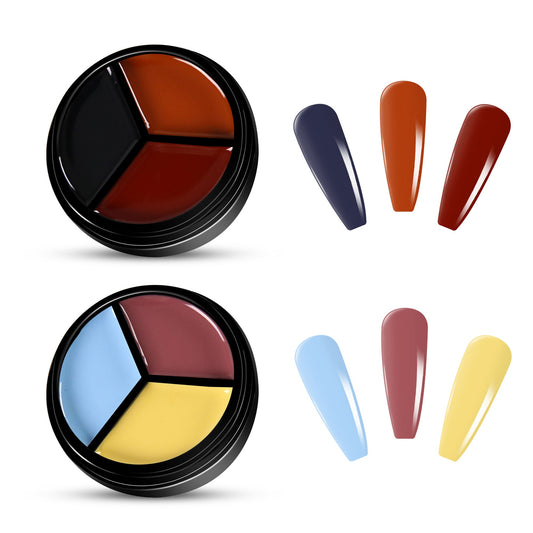 2pcs 3-Colors-in-1 Solid Cream Gel Polish 6 Colors - Saturn + Jupiter