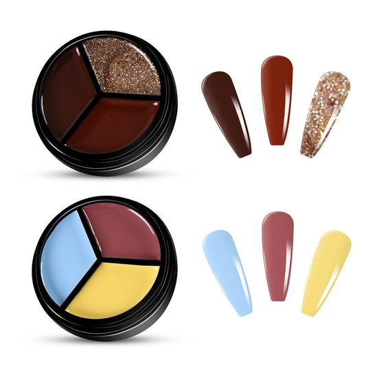 2pcs 3-Colors-in-1 Solid Cream Gel Polish 6 Colors - Sagittarius + Jupiter