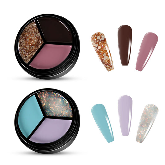 2pcs 3-Colors-in-1 Solid Cream Gel Polish 6 Colors - Scorpio + Neptune