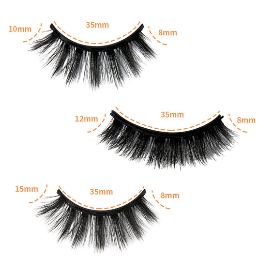 3 Pairs 3D 8-15MM Magnetic Eyelashes & Eyeliner Kit Reusable No Glue False Lashes