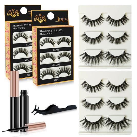 6 Pairs 3D 10-20mm Magnetic Eyelashes & Eyeliner Kit Reusable No Glue False Lashes