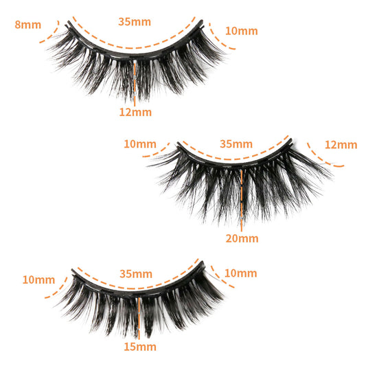 6 Pairs 3D 10-20mm Magnetic Eyelashes & Eyeliner Kit Reusable No Glue False Lashes