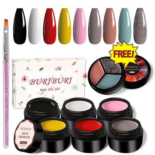 Basic Color 6 Colors Set + Free 3-colors-in-1 (#15) Solid Cream Gel Polish
