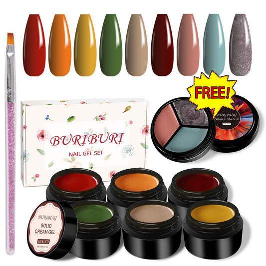 Happy Festive Color 6 Colors Set + Free 3-colors-in-1 (#15) Solid Cream Gel Polish