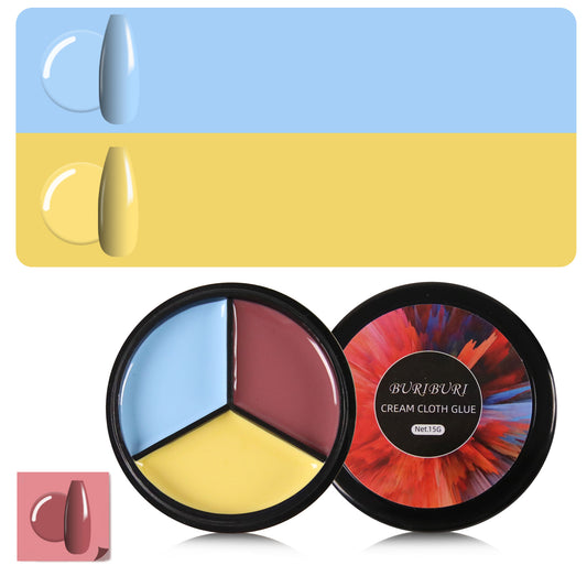 3 Colors in 1 Solid Cream Gel Polish - French Creme Yellow, French Creme Blue, Jelly Pink