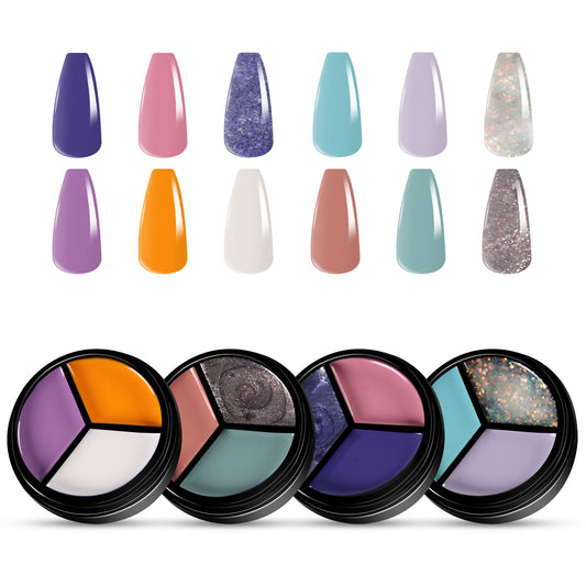 4pcs 3-Colors-in-1 Solid Cream Gel Polish 12 Colors - Spring Fling