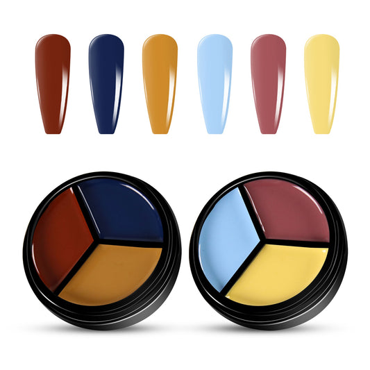 2pcs 3-Colors-in-1 Solid Cream Gel Polish 6 Colors - Leo + Jupiter