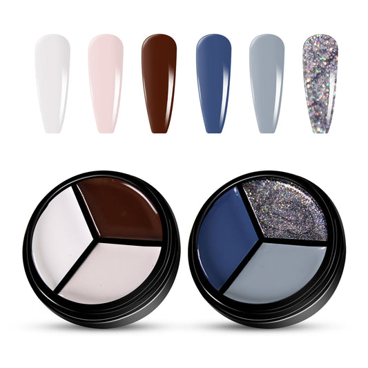 2pcs 3-Colors-in-1 Solid Cream Gel Polish 6 Colors - Cancer + Nuna