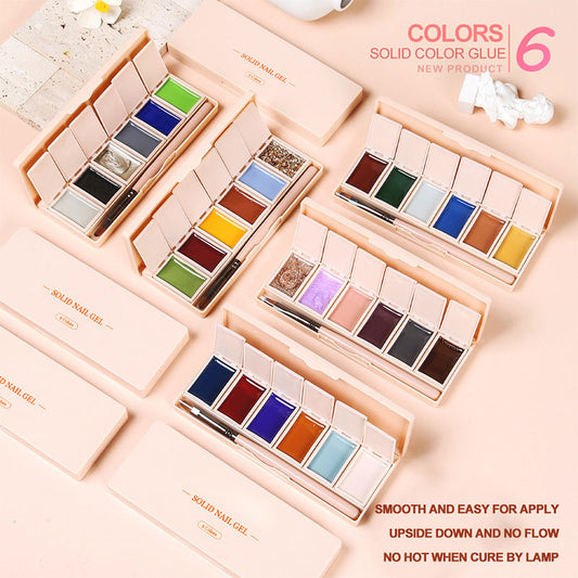 6 Colors in 1 Solid Cream Pudding Gel Nail Polish