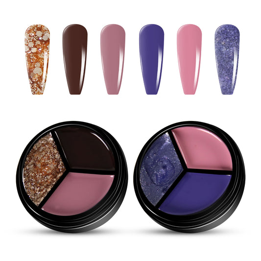 2pcs 3-Colors-in-1 Solid Cream Gel Polish 6 Colors - Scorpio + Uranus
