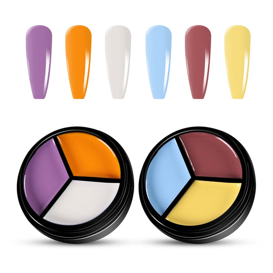 2pcs 3-Colors-in-1 Solid Cream Gel Polish 6 Colors - Earth + Jupiter
