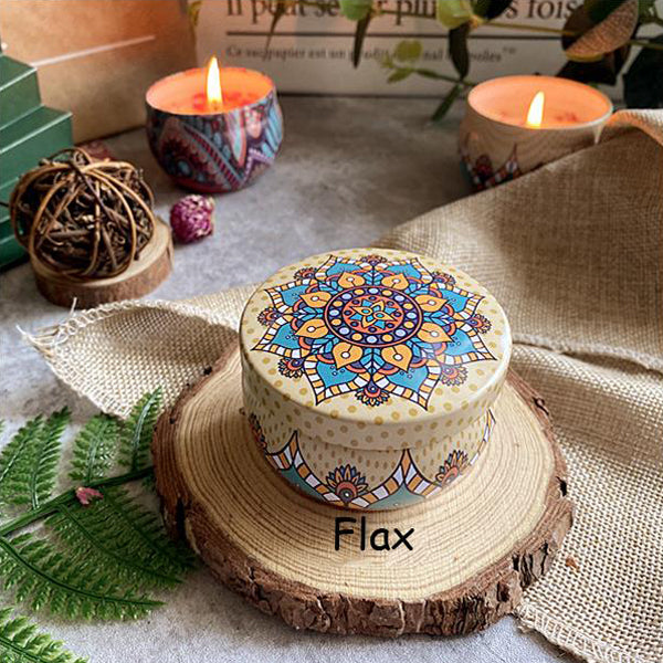 Soy Wax Dried Floral Tinplate Cans Natural Aroma Scented Candle flax