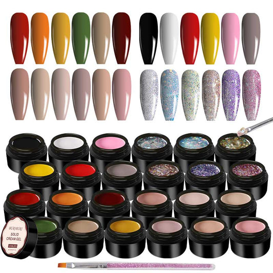 Canned Solid Cream Pudding Gel Polish Set - Total 60 Colors