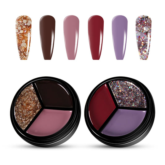 2pcs 3-Colors-in-1 Solid Cream Gel Polish 6 Colors - Scorpio + Pluto