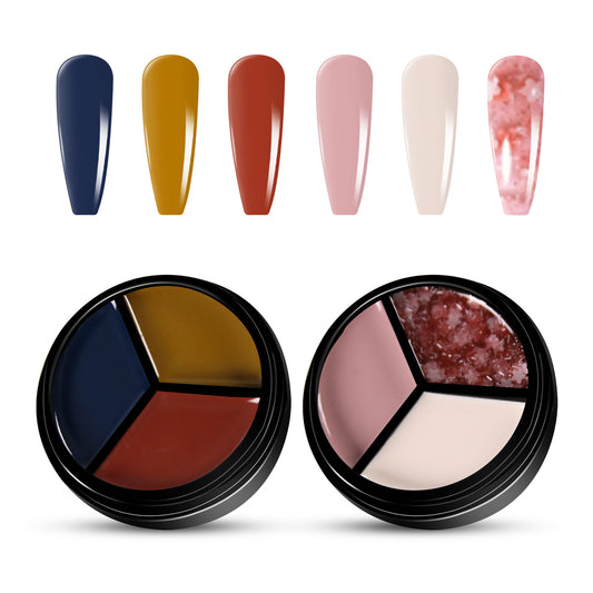 2pcs 3-Colors-in-1 Solid Cream Gel Polish 6 Colors - Mars + Kepler