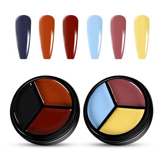 2pcs 3-Colors-in-1 Solid Cream Gel Polish 6 Colors - Saturn + Jupiter