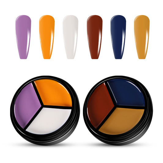 2pcs 3-Colors-in-1 Solid Cream Gel Polish 6 Colors - Earth + Leo