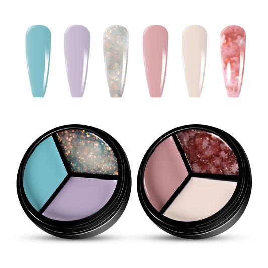 2pcs 3-Colors-in-1 Solid Cream Gel Polish 6 Colors - Neptune + Kepler