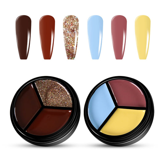 2pcs 3-Colors-in-1 Solid Cream Gel Polish 6 Colors - Sagittarius + Jupiter