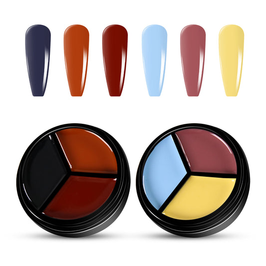 2pcs 3-Colors-in-1 Solid Cream Gel Polish 6 Colors - Saturn + Jupiter