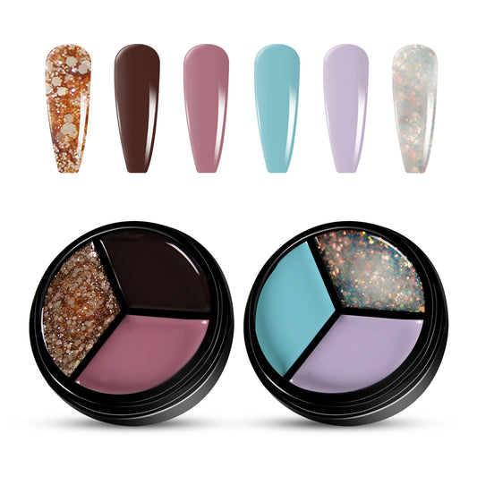 2pcs 3-Colors-in-1 Solid Cream Gel Polish 6 Colors - Scorpio + Neptune