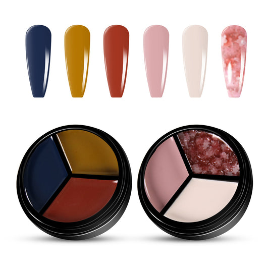 2pcs 3-Colors-in-1 Solid Cream Gel Polish 6 Colors - Mars + Kepler