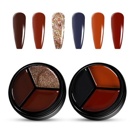 2pcs 3-Colors-in-1 Solid Cream Gel Polish 6 Colors - Sagittarius + Saturn