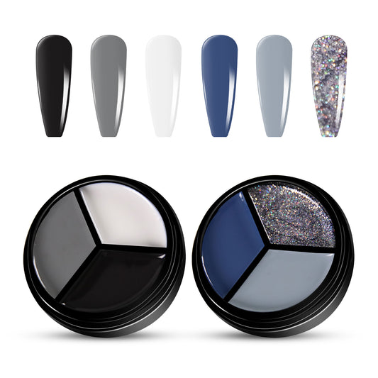 2pcs 3-Colors-in-1 Solid Cream Gel Polish 6 Colors - Libra + Nuna