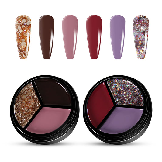 2pcs 3-Colors-in-1 Solid Cream Gel Polish 6 Colors - Scorpio + Pluto