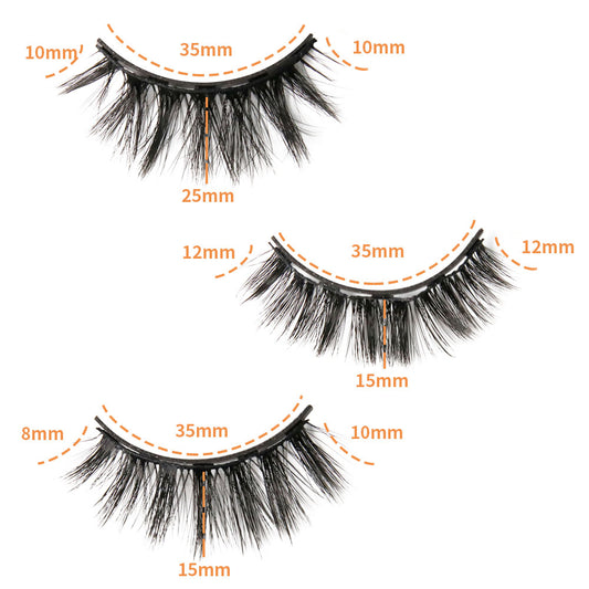 6 Pairs 10-25mm 3D Magnetic Eyelashes & Eyeliner Kit Reusable No Glue False Lashes