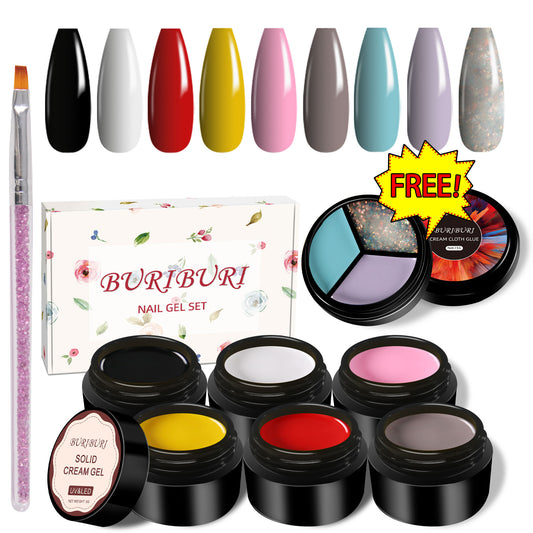 Basic Color 6 Colors Set + Free 3-colors-in-1 (#20) Solid Cream Gel Polish