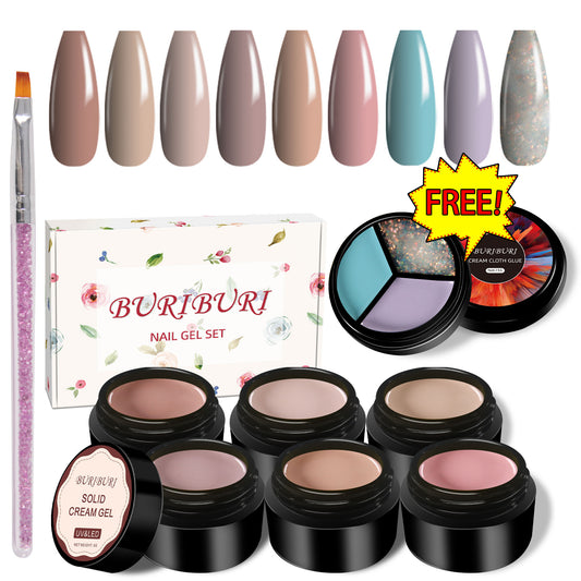 Classic Nude Color 6 Colors Set + Free 3-colors-in-1 (#20) Solid Cream Gel Polish