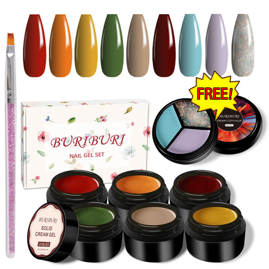 Happy Festive Color 6 Colors Set + Free 3-colors-in-1 (#20) Solid Cream Gel Polish