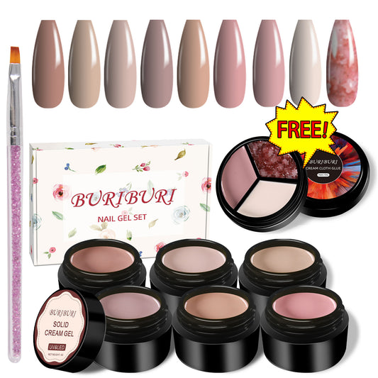 Classic Nude Color 6 Colors Set + Free 3-colors-in-1 (#24) Solid Cream Gel Polish