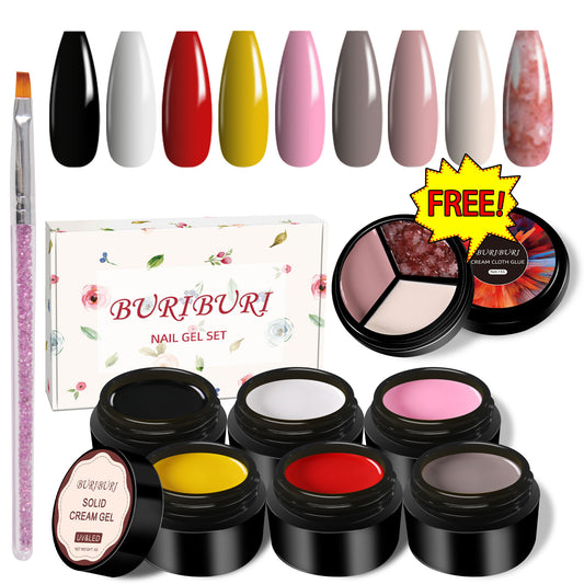 Basic Color 6 Colors Set + Free 3-colors-in-1 (#24) Solid Cream Gel Polish