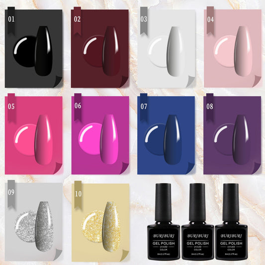 10 Colors Gel Nails Polish Set with Base & Top Coat