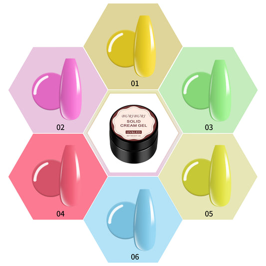 Neon Space - 6 Colors Solid Cream Gel Nails Polish Set