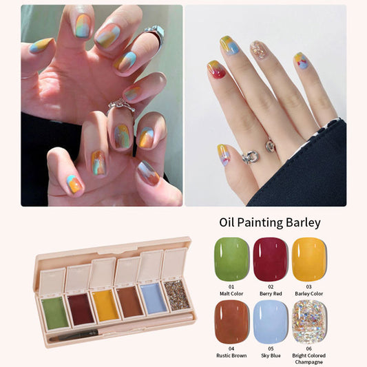 Oil Painting Barley - 6 Colors in 1 Solid Cream Pudding Gel Polish