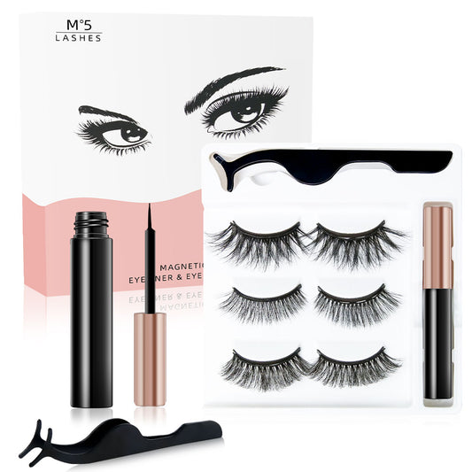 3 Pairs 3D 7-20MM Magnetic Eyelashes & Eyeliner Kit Reusable No Glue False Lashes