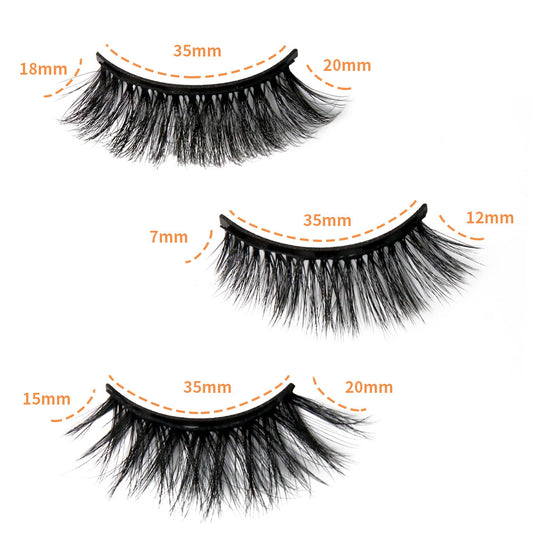 3 Pairs 3D 7-20MM Magnetic Eyelashes & Eyeliner Kit Reusable No Glue False Lashes