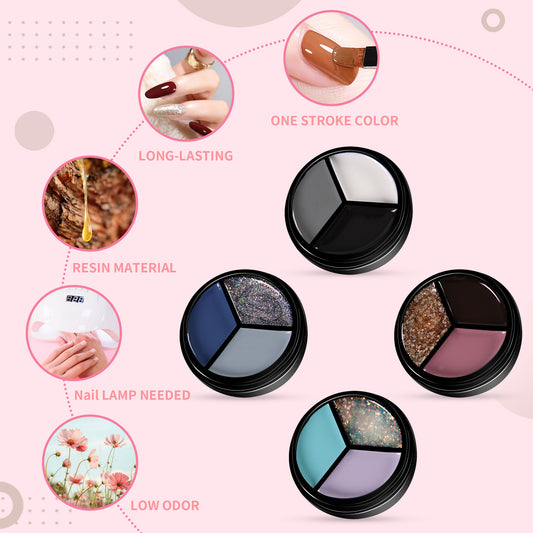 4pcs 3-Colors-in-1 Solid Cream Gel Polish 12 Colors - Ocean World