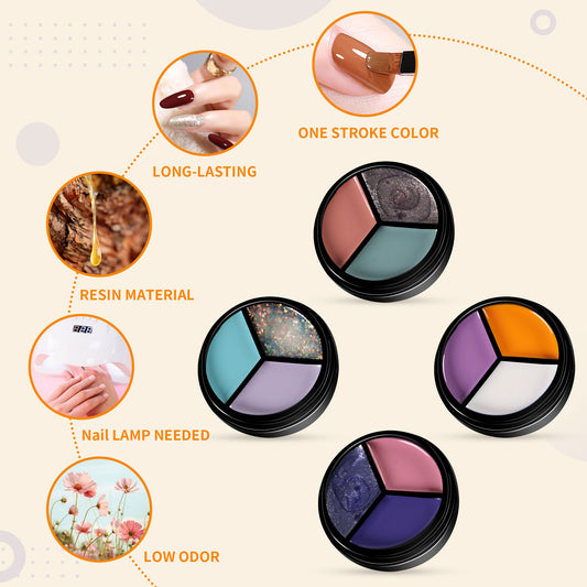 4pcs 3-Colors-in-1 Solid Cream Gel Polish 12 Colors - Spring Fling