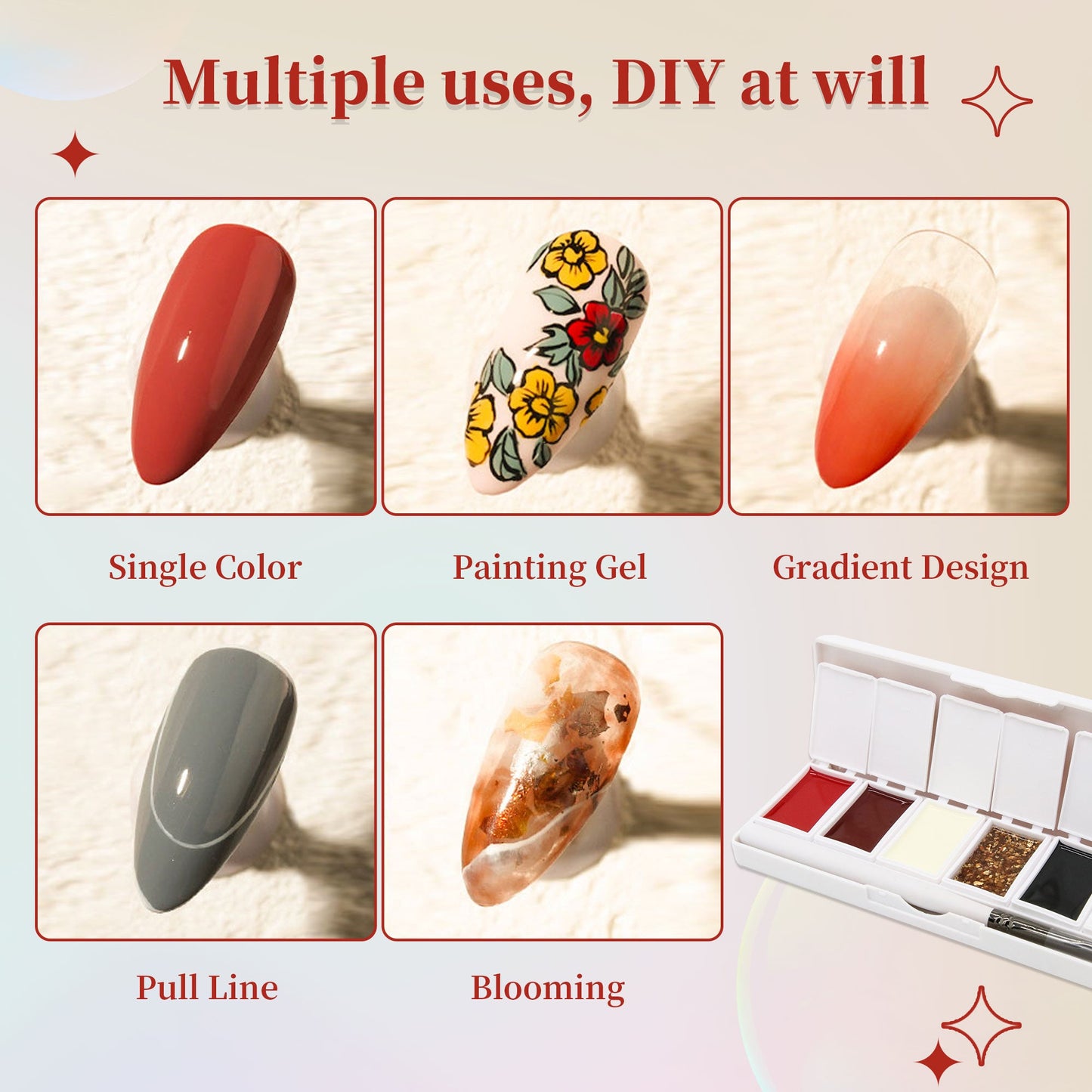 Luxury Hepburn Style 6-colors-in-1 + Free 3-colors-in-1 (#08) Solid Cream Gel Polish