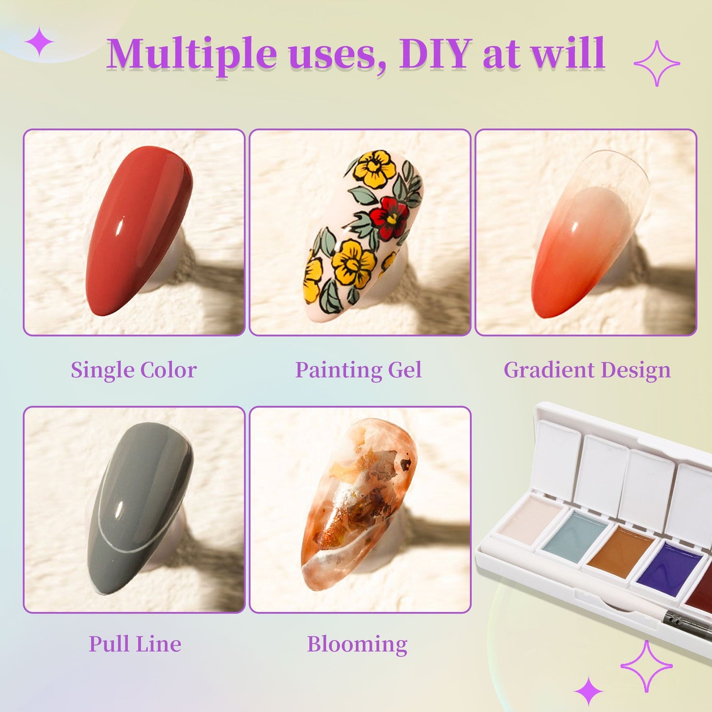 Dunhuang Mural 6-colors-in-1 + Free 3-colors-in-1 (#08) Solid Cream Gel Polish